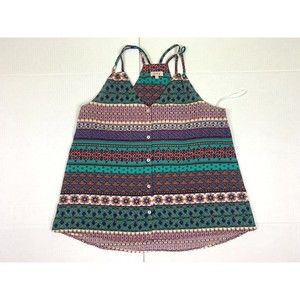 PIXLEY TANK TOP Women's Size S Small Spaghetti Strap Button Front
